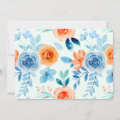 Light Blue Oranje Paint Peony Rehearsal Dinner Kaart (Achterkant)