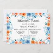 Light Blue Oranje Paint Peony Rehearsal Dinner Kaart (Voorkant)