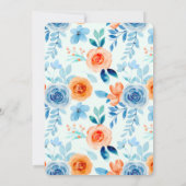 Light Blue Oranje Paint Peony Save the Date Cards Kaart (Achterkant)