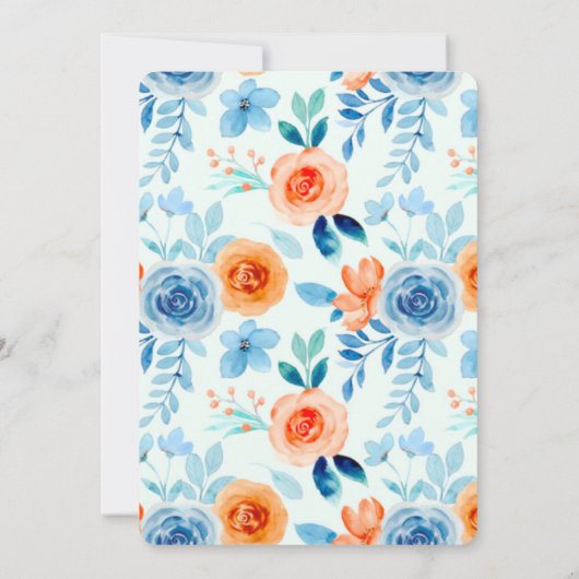 Light Blue Oranje Paint Peony Save the Date Cards Kaart (Achterkant)