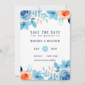 Light Blue Oranje Paint Peony Save the Date Cards Kaart (Voorkant)