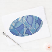 Light Blue Original Abstract Artwork Kara Willis Ovale Sticker (Envelop)