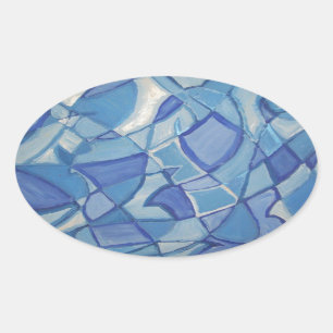 Light Blue Original Abstract Artwork Kara Willis Ovale Sticker