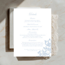 Light Blue Outline Floral Wedding Details Card Informatiekaartje