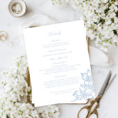 Light Blue Outline Floral Wedding Details Card Informatiekaartje