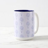 Light Blue Outlined Floral Pattern Tweekleurige Koffiemok (Voorkant rechts)