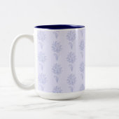 Light Blue Outlined Floral Pattern Tweekleurige Koffiemok (Links)