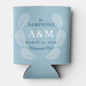 Light Blue Oyster Wedding Name Date and Location Blikjeskoeler (Voorkant)