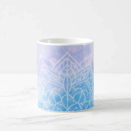 Light Blue Paars Mandala Abstract Zen Koffiemok (Center)