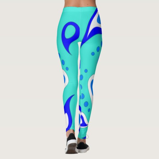 Light Blue Paisley Pattern Leggings (Achterkant)