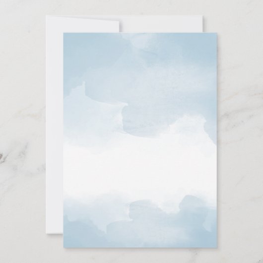 Light Blue Pastel Waterverf Line Border Wedding Kaart (Achterkant)