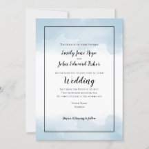 Light Blue Pastel Waterverf Line Border Wedding