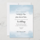 Light Blue Pastel Waterverven Wedding Kaart (Voorkant)