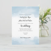 Light Blue Pastel Waterverven Wedding Kaart (Staand voorkant)