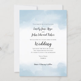 Light Blue Pastel Waterverven Wedding Kaart