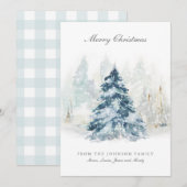 Light Blue Pastel Winter Snow Kerstmis Feestdagenkaart (Voorkant / Achterkant)