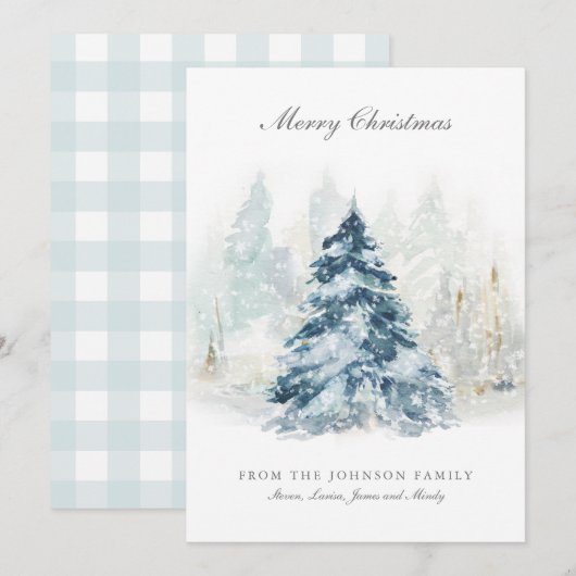 Light Blue Pastel Winter Snow Kerstmis Feestdagenkaart (Voorkant / Achterkant)