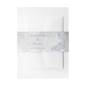 Light Blue Peacock Leaf Vine nodigt Belly Band uit Uitnodigingen Wikkel (Voorkant Voorbeeld)