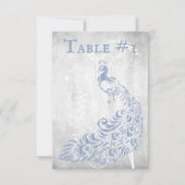 Light Blue Peacock Leaf Vine Table Card Kaart (Voorkant)