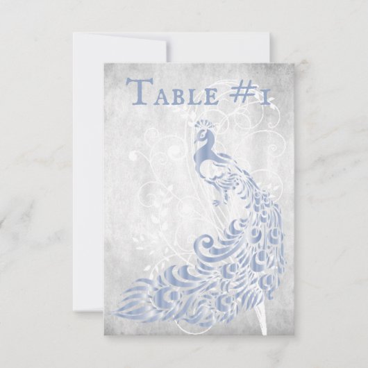 Light Blue Peacock Leaf Vine Table Card Kaart (Voorkant)