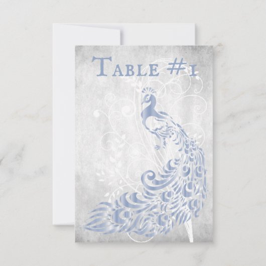 Light Blue Peacock Leaf Vine Table Card Kaart (Achterkant)