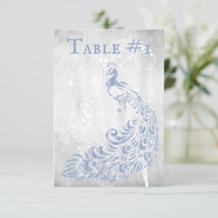 Light Blue Peacock Leaf Vine Table Card Kaart