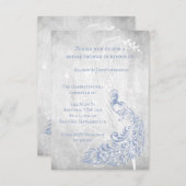 Light Blue Peacock Leaf Vine Vrijgezellenfeest Inv Kaart (Voorkant / Achterkant)