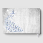 Light Blue Peacock Leaf Vine Wedding Guestbook Gastenboek (Achterkant)
