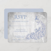 Light Blue Peacock Leaf Vine Wedding RSVP Kaart (Voorkant / Achterkant)