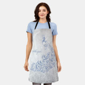 Light Blue Peacock Personaliseer het Schort afdruk (Gedragen)