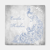 Light Blue Peacock Personalized Magnet (Voorkant)