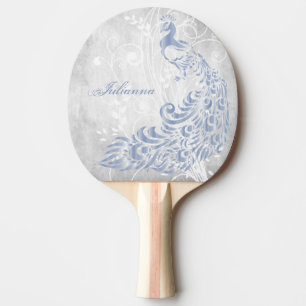 Light Blue Peacock Personalized Ping Pong Paddle Tafeltennisbatje