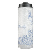 Light Blue Peacock Personalized Thermal Tumbler Thermosbeker (Voorkant)