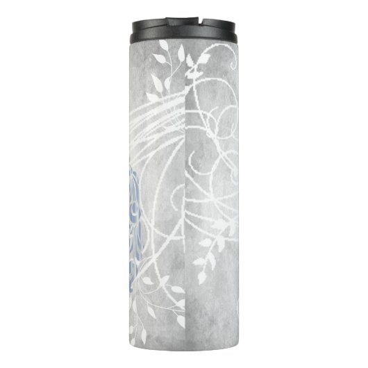 Light Blue Peacock Personalized Thermal Tumbler Thermosbeker (Achterkant)