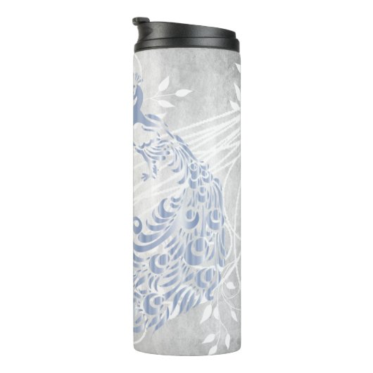 Light Blue Peacock Personalized Thermal Tumbler Thermosbeker (Geroteerd rechts)