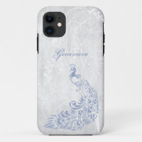 Light Blue Peacock Persoonlijke iPhone 11 Hoesje