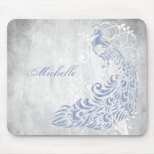 Light Blue Peacock Persoonlijke Mousepad Muismat (Voorkant)