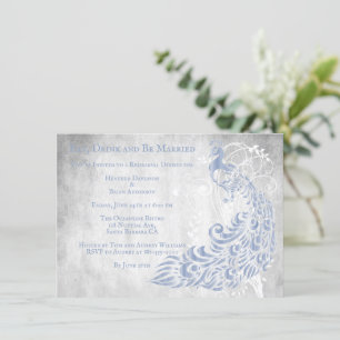 Light Blue Peacock Rehearsal Dinner Invite Kaart