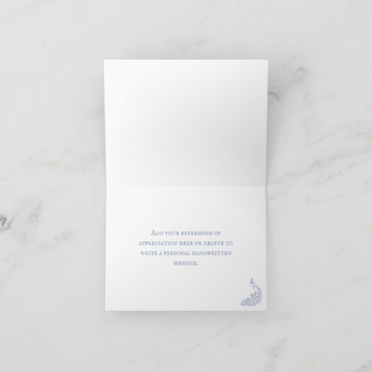 Light Blue Peacock Weddenschap Bedankt kaarten (Binnen)