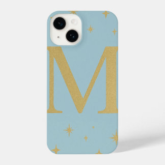 Light Blue Phone Case with Big M Logo and Yellow S iPhone 14 Hoesje