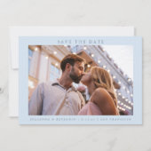 Light Blue Photo Minimalist Modern Elegant Wedding Save The Date (Voorkant)