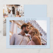 Light Blue Photo Minimalist Modern Elegant Wedding Save The Date (Voorkant / Achterkant)