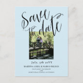 Light Blue Photo Save the date Briefkaart (Voorkant)