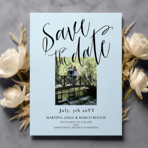Light Blue Photo Save the date Briefkaart