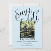 Light Blue Photo Save the date Invitation Kaart (Voorkant)