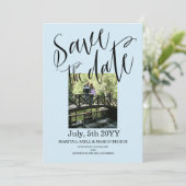 Light Blue Photo Save the date Invitation Kaart (Staand voorkant)