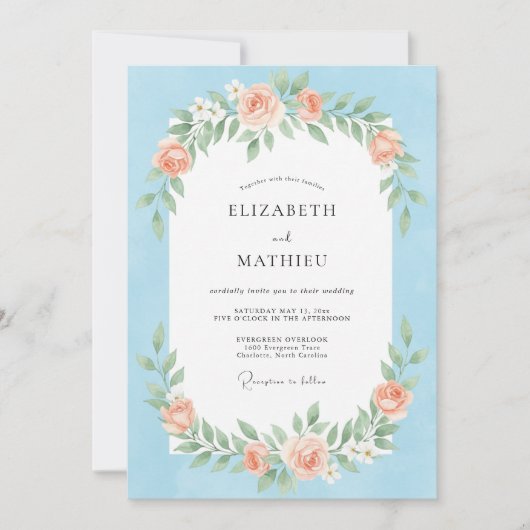Light Blue Picturesque Spring Wedding Kaart (Voorkant)