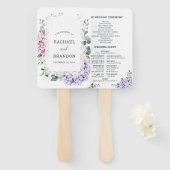 Light Blue Pink Hydrangeas en Eucalyptus bruiloft Handwaaier (Voorkant en achterkant)