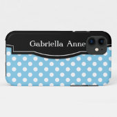 Light Blue Polka Dot Black Lijst iPhone 5 hoesje (Achterkant (horizontaal))