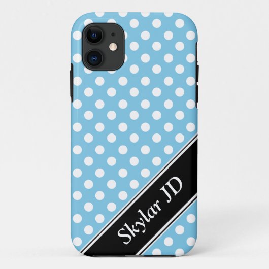 Light Blue Polka Dot gepersonaliseerd iPhone 5 Hoe Case-Mate iPhone Case (Achterkant)